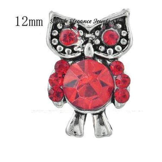 MINI 12mm Owl Snap Charm - Red - Snap Jewelry