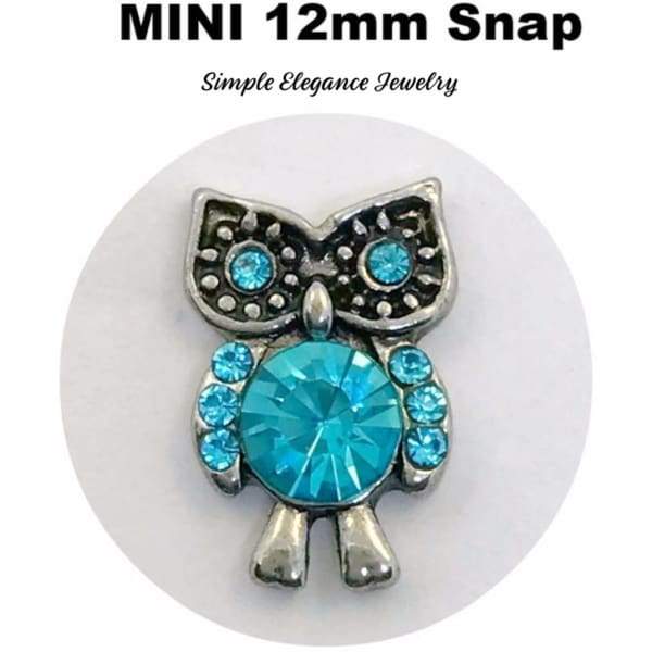 MINI 12mm Owl Snap Charm - Turquoise - Snap Jewelry