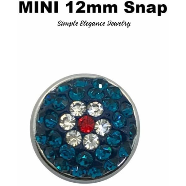 MINI 12mm Teal Rhinestone Flower Snap Charm - Snap Jewelry