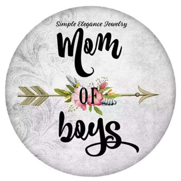 Mom of Boys Metal Snap Charm 20mm for Snap Jewelry - Snap Jewelry