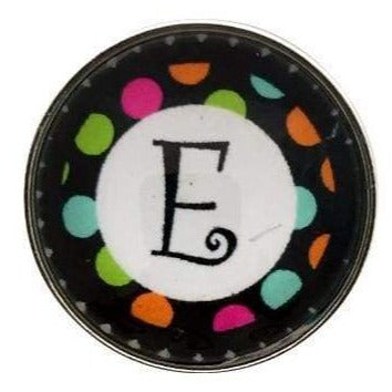 Multi-Colored Alphabet Letter Snaps 20mm (A-Z Available) - E - Snap Jewelry