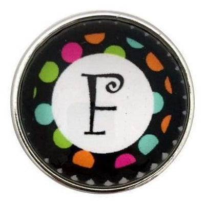 Multi-Colored Alphabet Letter Snaps 20mm (A-Z Available) - F - Snap Jewelry