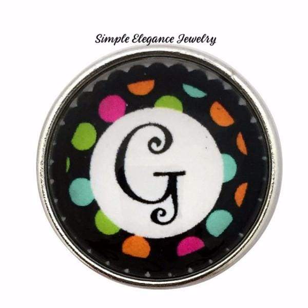 Multi-Colored Alphabet Letter Snaps 20mm (A-Z Available) - G - Snap Jewelry