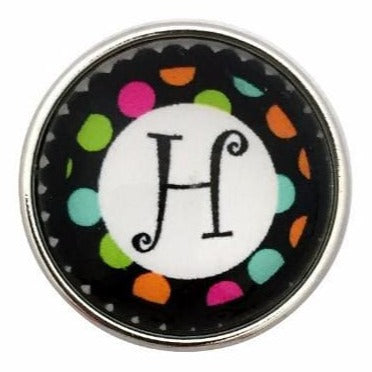Multi-Colored Alphabet Letter Snaps 20mm (A-Z Available) - H - Snap Jewelry