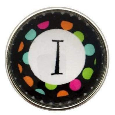 Multi-Colored Alphabet Letter Snaps 20mm (A-Z Available) - I - Snap Jewelry