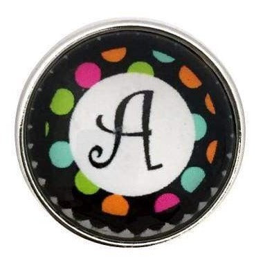 Multi-Colored Alphabet Letter Snaps 20mm (A-Z Available) - A - Snap Jewelry