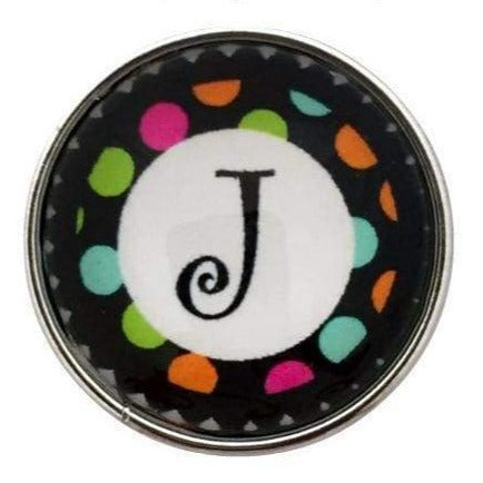 Multi-Colored Alphabet Letter Snaps 20mm (A-Z Available) - J - Snap Jewelry