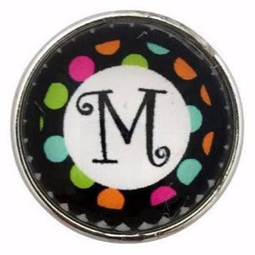 Multi-Colored Alphabet Letter Snaps 20mm (A-Z Available) - M - Snap Jewelry