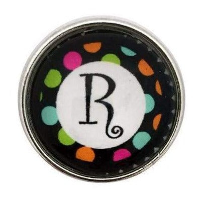 Multi-Colored Alphabet Letter Snaps 20mm (A-Z Available) - R - Snap Jewelry