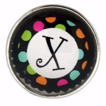 Multi-Colored Alphabet Letter Snaps 20mm (A-Z Available) - X - Snap Jewelry