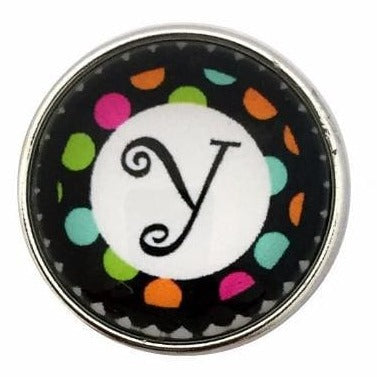 Multi-Colored Alphabet Letter Snaps 20mm (A-Z Available) - Y - Snap Jewelry