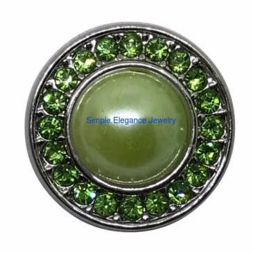 Multi-Colored Pearl Rhinestone 18mm - Green - Snap Jewelry