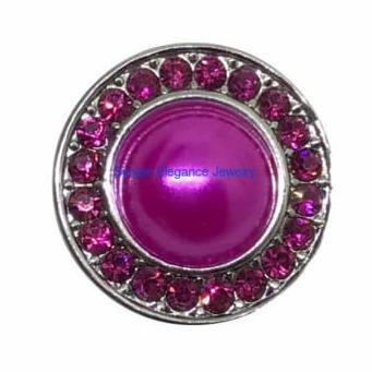 Multi-Colored Pearl Rhinestone 18mm - Hot Pink - Snap Jewelry