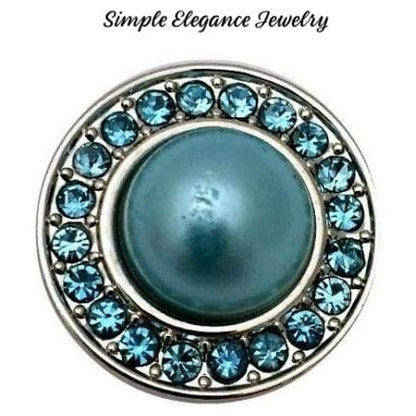 Multi-Colored Pearl Rhinestone 18mm - Light Blue - Snap Jewelry