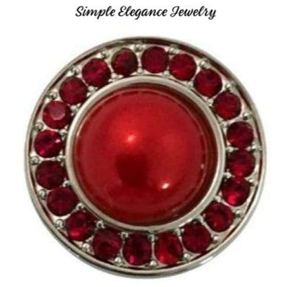 Multi-Colored Pearl Rhinestone 18mm - Red - Snap Jewelry