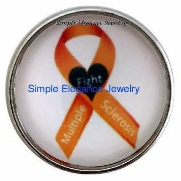 Multiple Sclerosis Orange Ribbon Snap 20mm - Snap Jewelry