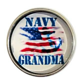 Navy Grandma Snap Charm 20mm Snap - Snap Jewelry