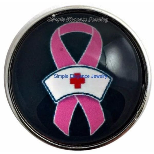 Nurse Pink Ribbon Snap 20mm - Snap Jewelry