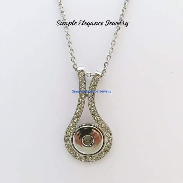 Off-Set Rhinestone Snap Necklace 18mm-20mm Snaps (Included 20 Stainless Steel Chain) - Snap Jewelry