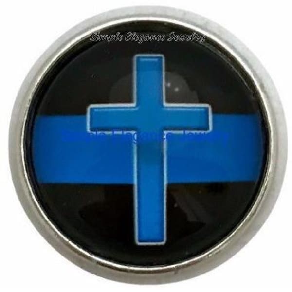 Officers Blue Line Cross Snap 20mm for Snap Jewelry - Snap Jewelry