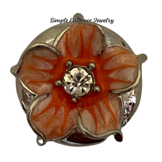 Orange Rhinestone Metal Flower Snap - Snap Jewelry