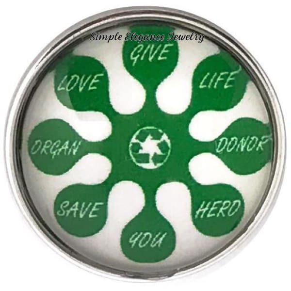 Organ Donation Ribbon Snap Charm 20mm for Snap Jewelry - Snap Jewelry