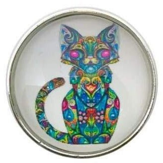 Painted Cat Snap Button 20mm - Snap Jewelry