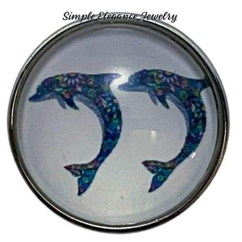 Painted Dolphin Snap Charm 20mm - Snap Jewelry