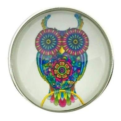 Painted Owl Snap Button 20mm - Snap Jewelry