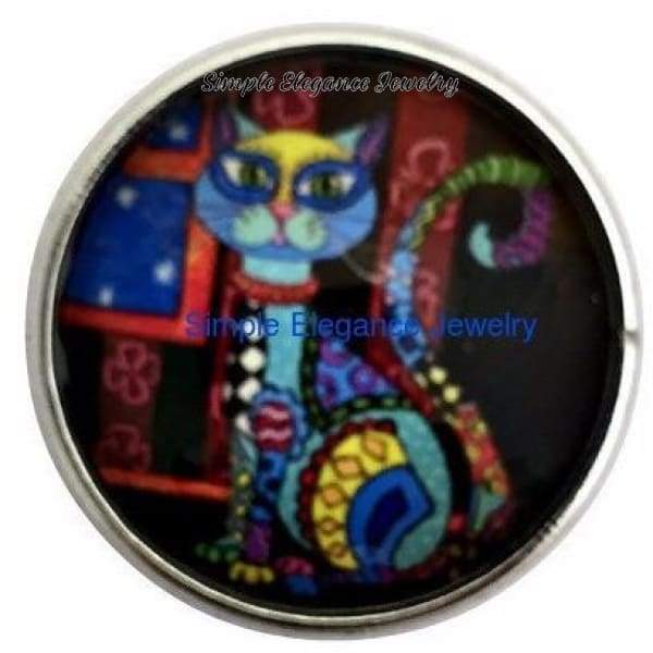 Patchwork Cat Snap 20mm for Snap Charm Jewelry (1168) - Snap Jewelry