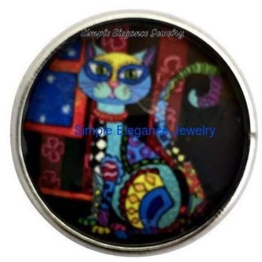 Patchwork Cat Snap 20mm for Snap Charm Jewelry (1168) - Snap Jewelry