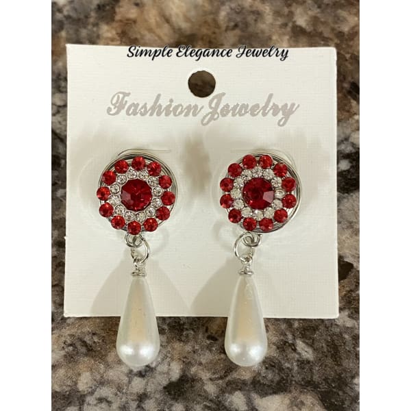 Pear Drop with Red Rhinestone Snaps - Snap Jewelry