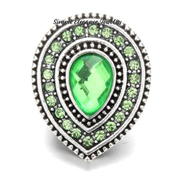 Pear Shaped Rhinestone Snap Charm 20mm for Snap Jewelry - Green - Snap Jewelry