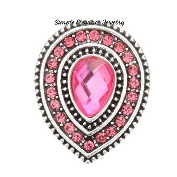 Pear Shaped Rhinestone Snap Charm 20mm for Snap Jewelry - Light Pink - Snap Jewelry
