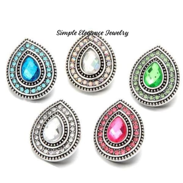 Pear Shaped Rhinestone Snap Charm 20mm for Snap Jewelry - Red - Snap Jewelry