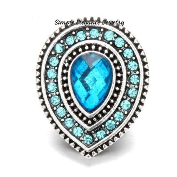 Pear Shaped Rhinestone Snap Charm 20mm for Snap Jewelry - Turquoise - Snap Jewelry