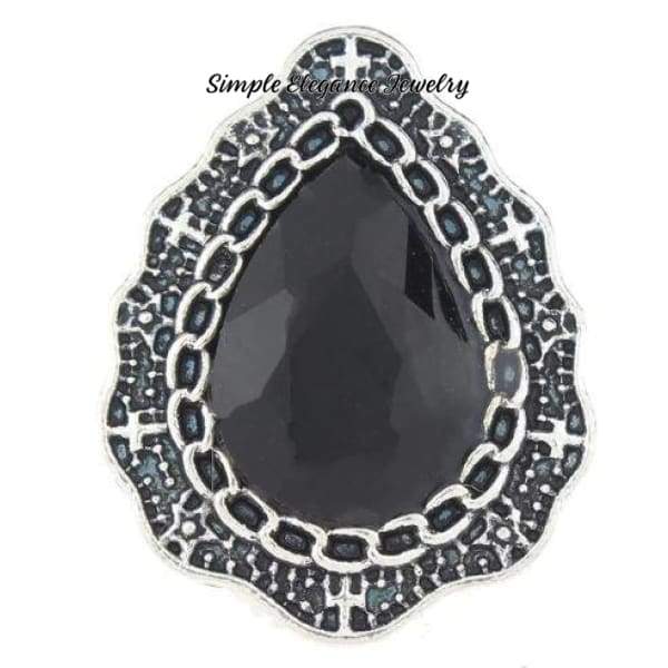 Pear Shaped Rhinestone Snap for Snap Charm Jewelry 20mm(Several Colors to Choose From) - Black - Snap Jewelry