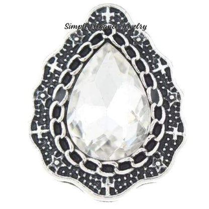 Pear Shaped Rhinestone Snap for Snap Charm Jewelry 20mm(Several Colors to Choose From) - Clear - Snap Jewelry
