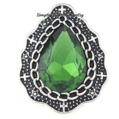 Pear Shaped Rhinestone Snap for Snap Charm Jewelry 20mm(Several Colors to Choose From) - Green - Snap Jewelry