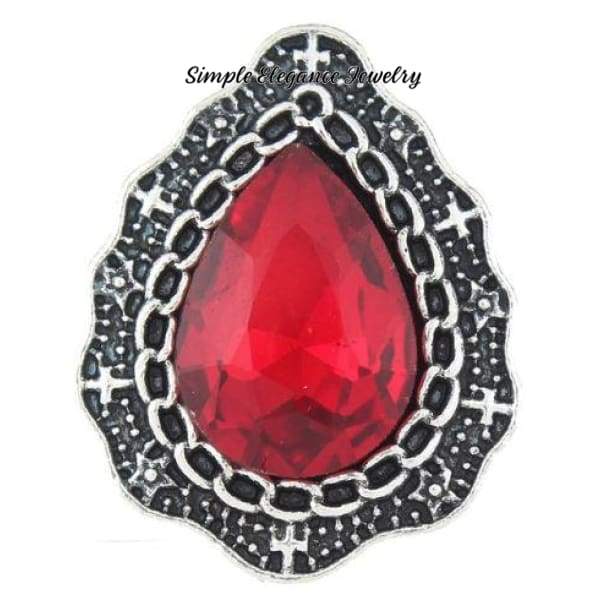 Pear Shaped Rhinestone Snap for Snap Charm Jewelry 20mm(Several Colors to Choose From) - Red - Snap Jewelry