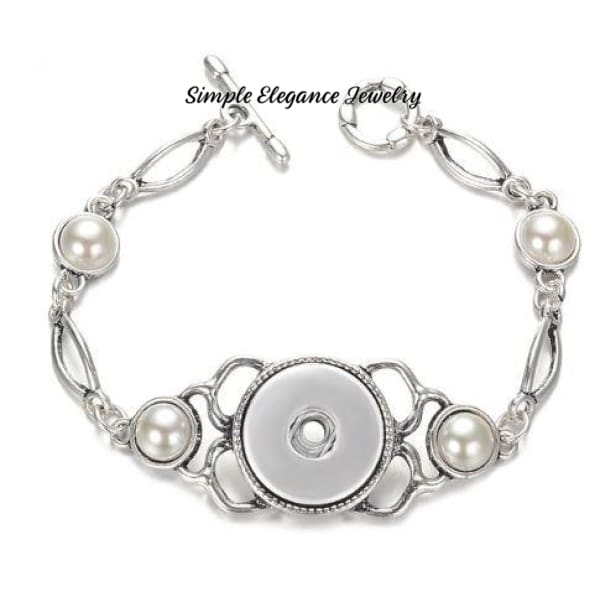 Pearl Accent Single Snap Bracelet 20mm Snaps - Snap Jewelry