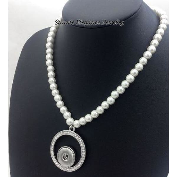Pearl and Rhinestone Snap Necklace 20mm Snap - Snap Jewelry