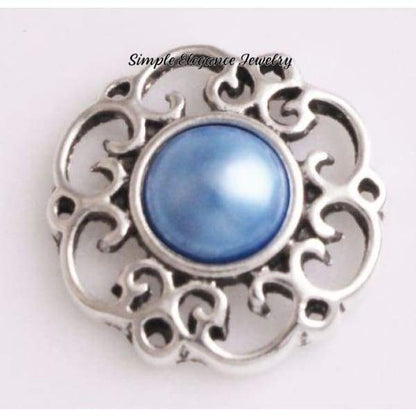 Pearl Flower Snap 20mm for Snap Charms (4 Colors Available) - Blue - Snap Jewelry