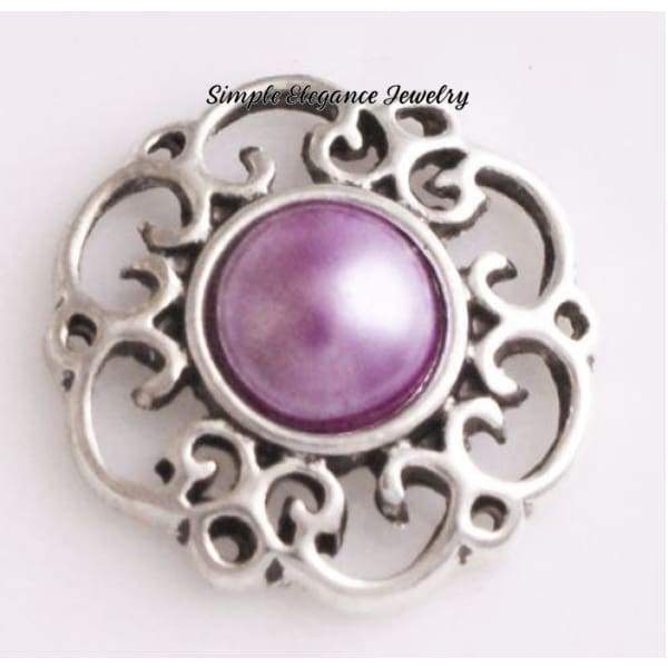 Pearl Flower Snap 20mm for Snap Charms (4 Colors Available) - Purple - Snap Jewelry