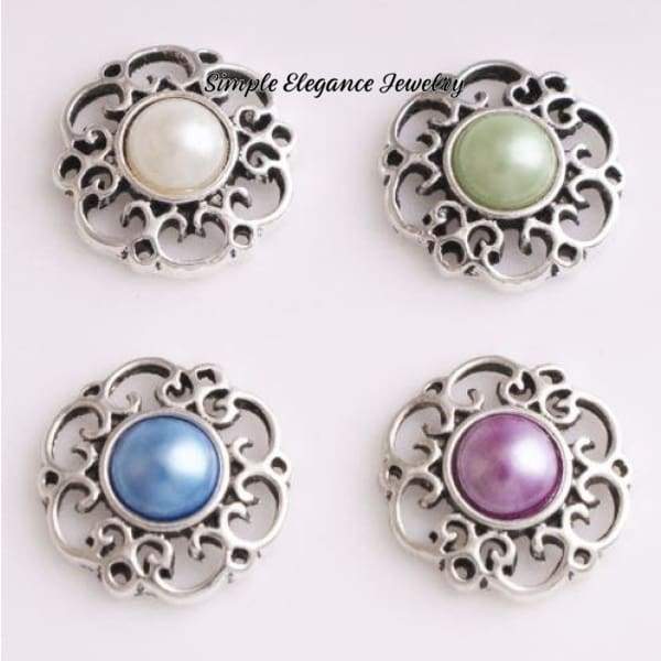 Pearl Flower Snap 20mm for Snap Charms (4 Colors Available) - Snap Jewelry