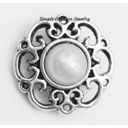 Pearl Flower Snap 20mm for Snap Charms (4 Colors Available) - White - Snap Jewelry