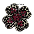 Petal Rhinestone Flower Snap Charm 20mm - Dark Pink - Snap Jewelry