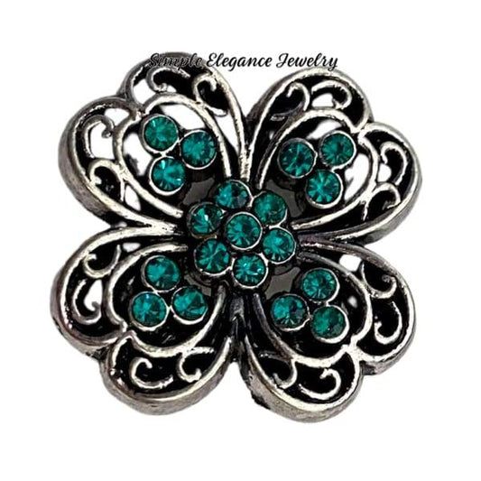 Petal Rhinestone Flower Snap Charm 20mm - Green - Snap Jewelry