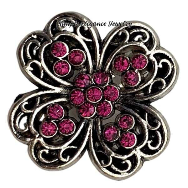 Petal Rhinestone Flower Snap Charm 20mm - Light Pink - Snap Jewelry