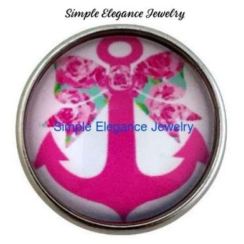 Pink Anchor Bow Snap 20mm - Snap Jewelry